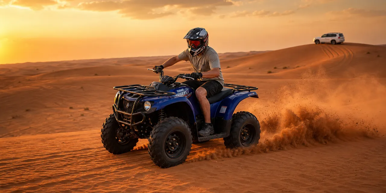 Yamaha Grizzly 450cc quad bike on the Dubai desert safari